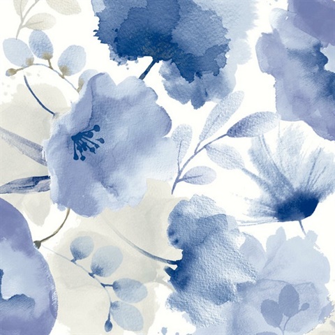 Cobalt Watercolor Bouquet Wallpaper