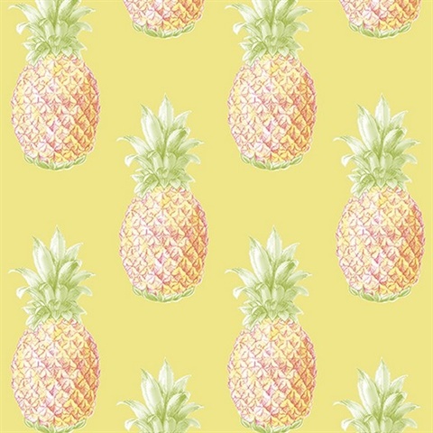 Copacabana Yellow Pineapple Wallpaper