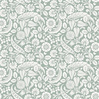 Cordelia Green Baroque Blooms Wallpaper