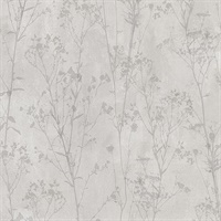 Cordelia Light Grey Floral Silhouettes Wallpaper