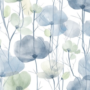 Cotswolds Poppies Grey Floral Wallpaper