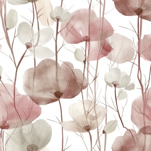 Cotswolds Poppies Grey Floral Wallpaper