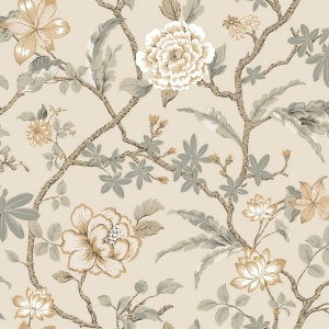 Courtyard Botanical Rose Wallpaper
