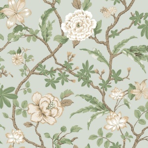 Courtyard Botanical Rose Wallpaper