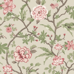 Courtyard Botanical Rose Wallpaper