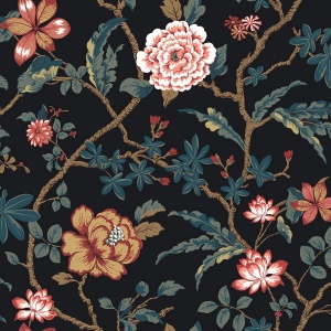 Courtyard Botanical Rose Wallpaper