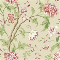 Cream & Coral Teahouse Floral Wallpaper