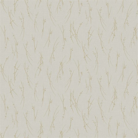 Cream & Gold Sprigs Wallpaper