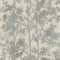 Cream & Silver Shimmering Foliage Wallpaper