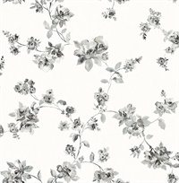 Cyrus Charcoal Festive Floral Wallpaper