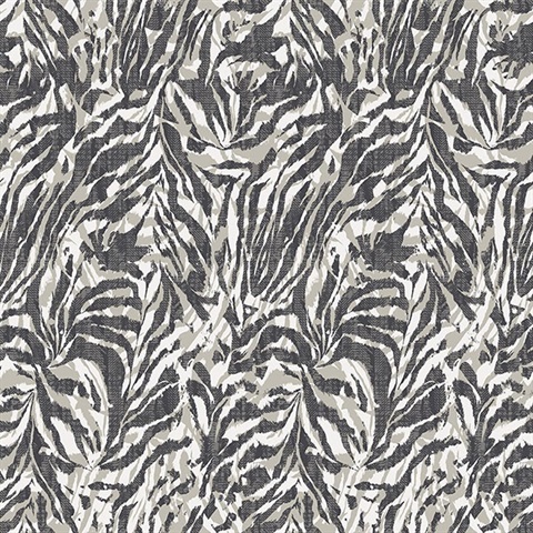 Davy Charcoal Zebra Wallpaper