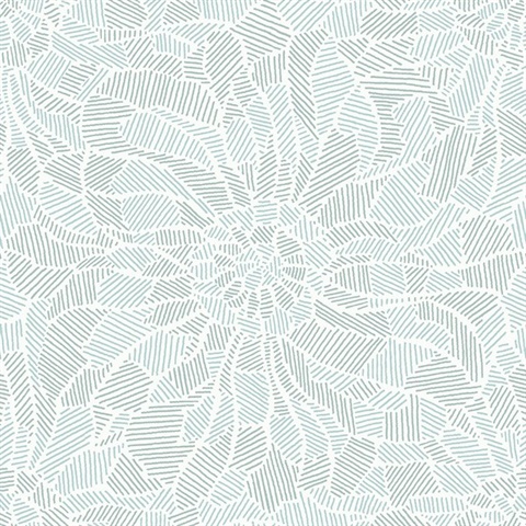 Daydream Blue Abstract Floral Wallpaper