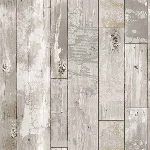 Deena Grey Distressed Wood Wallpaper