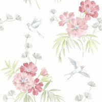 Deja Peach Floral Wallpaper