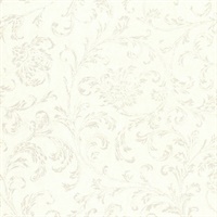 Delicate Scroll Wallpaper - White and Silver
