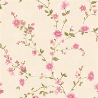Delphine Pink Floral Trail Wallpaper