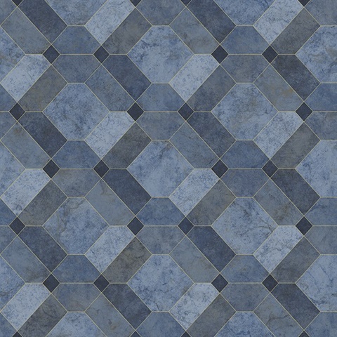Devonshire Blue Marble Wallpaper