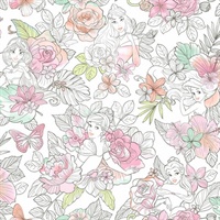 Disney Princess Royal Floral P & S Wallpaper