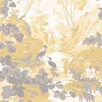 Eden Mustard Crane Lagoon Wallpaper