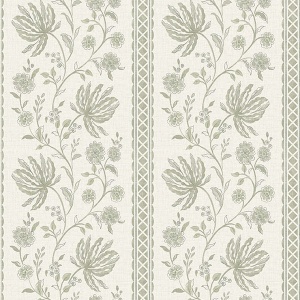 Edgemoor Sage Jacobean Stripe Wallpaper