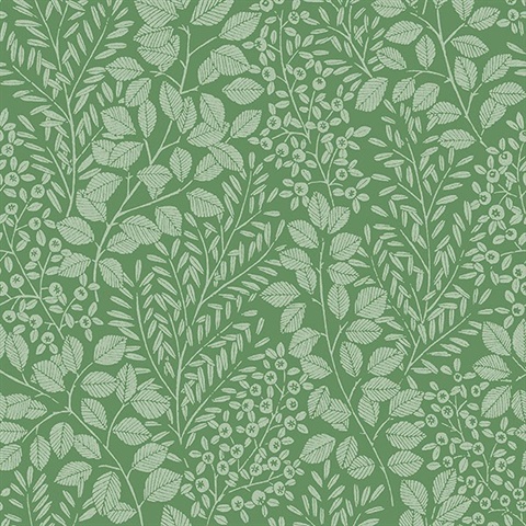 Elin Green Berry Botanical Wallpaper
