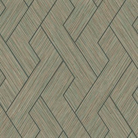 Ember Copper Geometric Basketweave Wallpaper