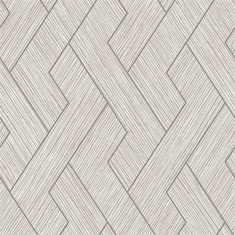Ember Light Grey Geometric Basketweave Wallpaper