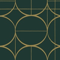 Emerald & Gold Sun Circles Wallpaper