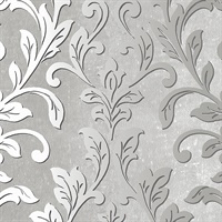 Silver Leaf Damask Wallpaper