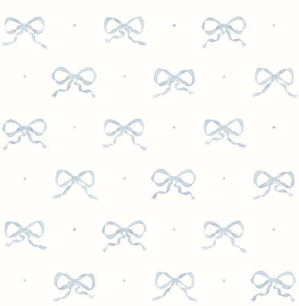Emma Blue Heather Large Bow Wallpaper