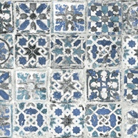 Blue Encaustic Tile Peel & Stick Wallpaper