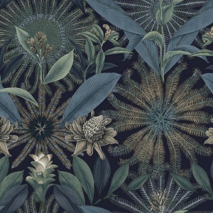 Enchanted Garden Maroon Tropical Wallpaper