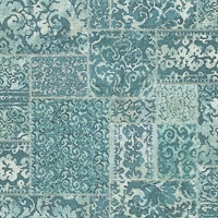 Esma Teal Vintage Carpet Wallpaper