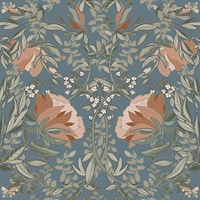 Ester Blue Nouveau Blooms Wallpaper