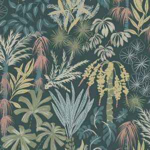 Everglades Dark Green Botanical Wallpaper
