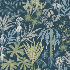 Everglades Dark Green Botanical Wallpaper
