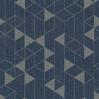 Fairbank Navy Linen Geometric Wallpaper by Scott Living