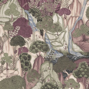 Falling Waters Sapphire Scenic Wallpaper