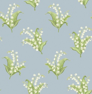 Farmington Blue Heather Lily of the Valley Wallpaper