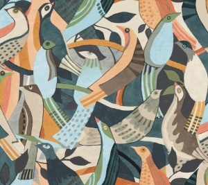 Fauvist Flock Coral Abstract Peel & Stick Wallpaper