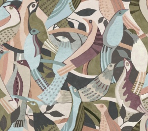 Fauvist Flock Coral Abstract Peel & Stick Wallpaper