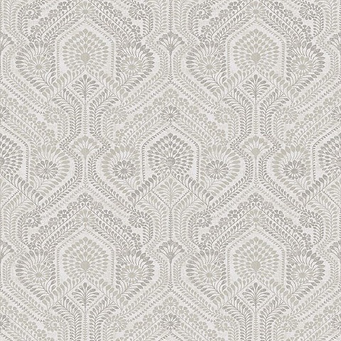 Fernback Grey Ornate Botanical Wallpaper