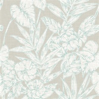 Fiji Turquoise Floral Wallpaper
