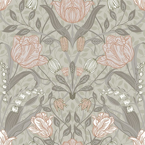 Filippa Grey Tulip Wallpaper