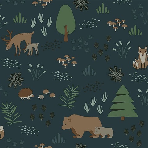 Finola Dark Blue Bears Wallpaper