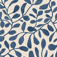 Fiona Dark Blue Leafy Vines Wallpaper