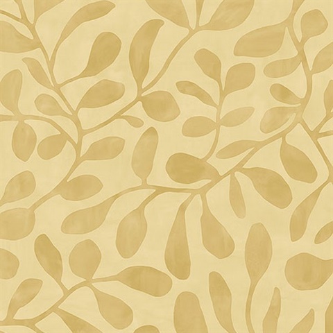 Fiona Yellow Leafy Vines Wallpaper