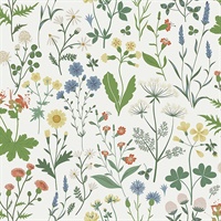 Fiore Green Wildflowers Wallpaper