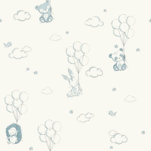 Floating Balloons Light Blue Wallpaper