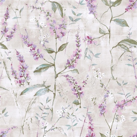 Purple Floral Sprig P &amp; S Wallpaper